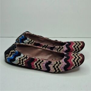 Missoni Multicolor Metallic Chevron Zigzag Women's SZ 9 Ballerina Flats